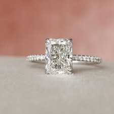 5CT Radiant Cut VVS1 Moissanite Solitaire Engagement Ring 14k White Gold Plated