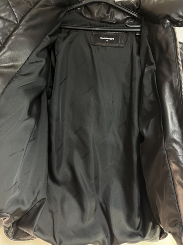DSQUARED2 Leather Down Jacket Mens Size 42 Black Puffer Stylish Outerwear Authen - Picture 3 of 10