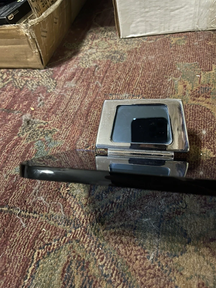 Antique Cobalt Glass Shelf With Chrome & Cobalt Mirrorred mounts 23.75”x4.75” - image 3 of 4