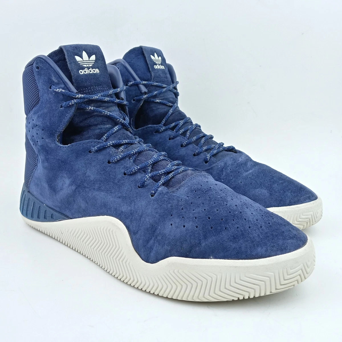 Adidas Tubular Instinct Men Blue Suede Basketball Shoe High Top