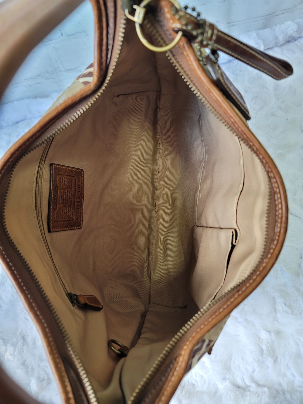COACH 10808 Ergo Patchwork Leather Canvas Suede Hobo in Earth Tone Brown Color image 7