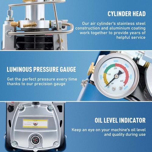 CREWORKS 4500 PSI/30 MPa /300 BAR PCP Air Compressor Electric High Pressure Pump - Picture 4 of 9
