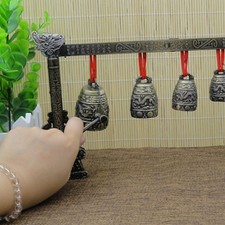 Chinesische Musikinstrument Bronze Meditation Gong mit 7 verzierte Glocke ----