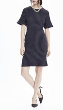 Banana Republic Women's Navy Ponte Flutter Sleeve Dress Size Tall 8