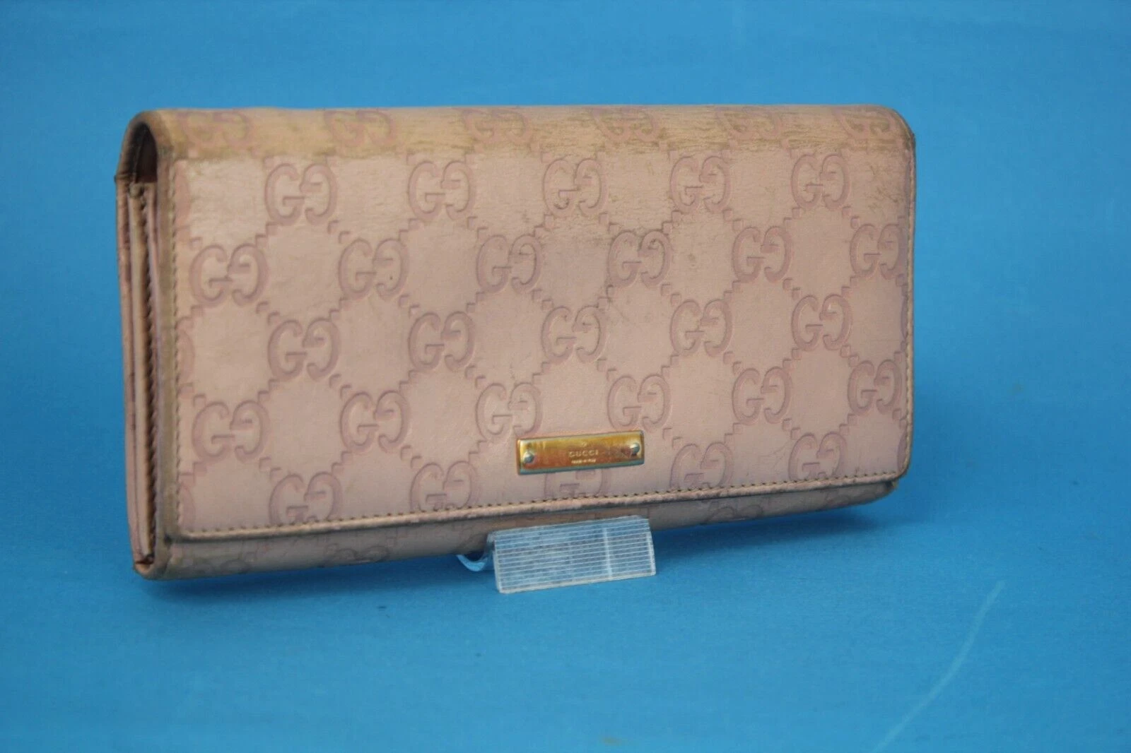 Sac à main portefeuille long pliant GUCCI en cuir rose Guccissima accessoires pour femmes Italie