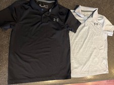 Black N Gray Lot Under Armour Loose Heat Gear Boys Polo Shirt Youth Small Ysm