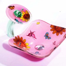 Counter Top Glass Washbasin Children Kindergarten Washing Room Cartoon Sink 001