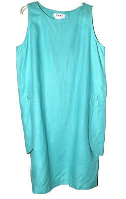 Isaac Mizrahi Turquoise Linen Large Side Pockets Womens Sleeveless Dress  Size 14 | eBay