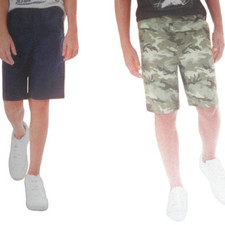 Boys 2-Pack Size SM 4/5 Woven Shorts, Camo Green Blue w/ Elastic Waist
