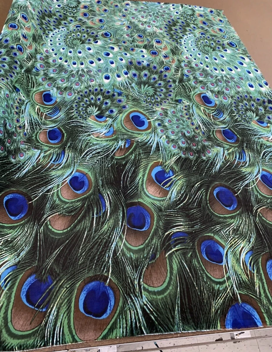10 Yards Of Korean Chiffon Fabric With Peacock Print