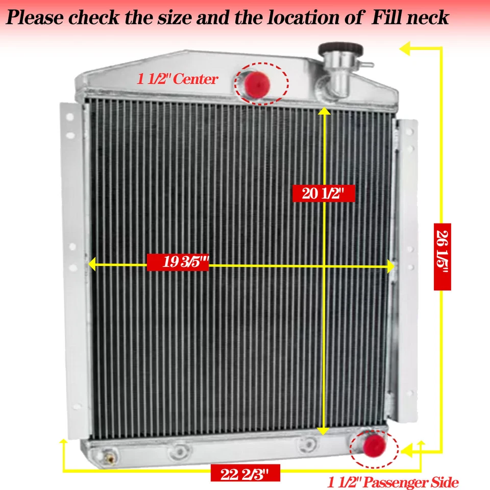 3 Row Aluminum Radiator For 1948-1954 Chevrolet Chevy/GMC Truck 3100 3600 CC4854 - Image 2 of 4