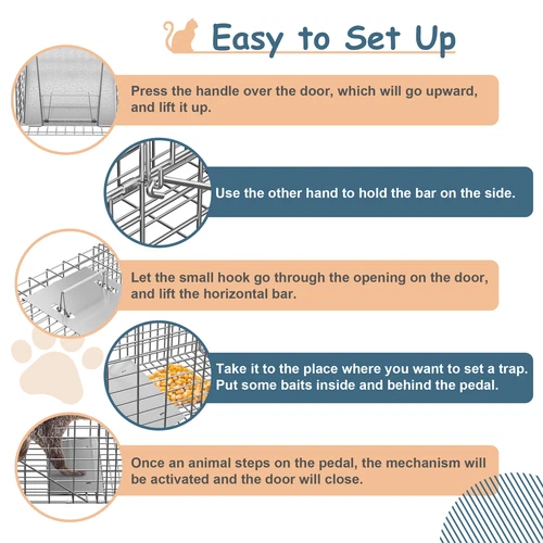 Live Animal Trap Large Rodent Cage Garden 24" 31" Double Size For Little Pets - Bild 18 von 22