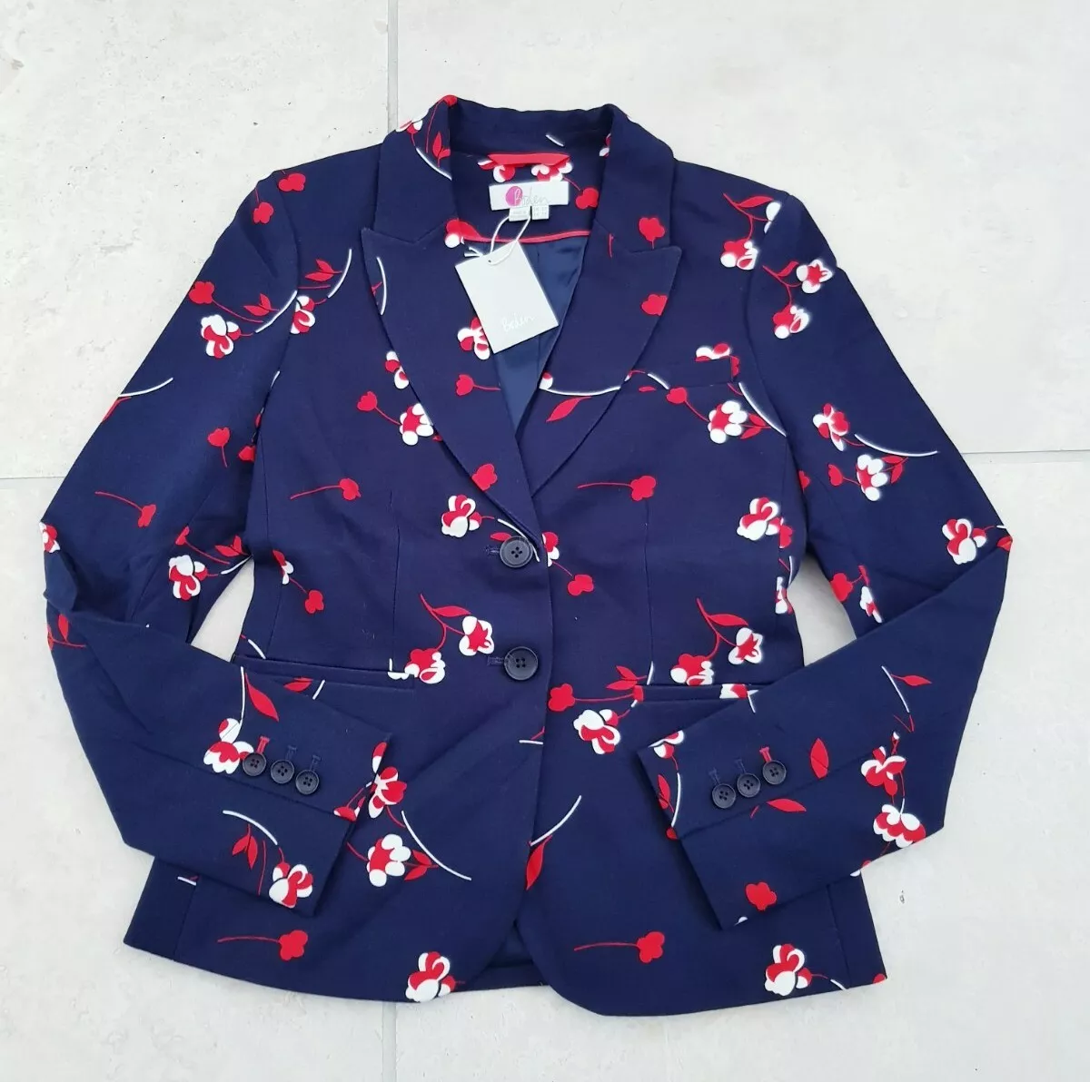 BODEN LADIES Elizabeth Ponte Blazer NAVY FLORAL T0054 BRAND NEW C3