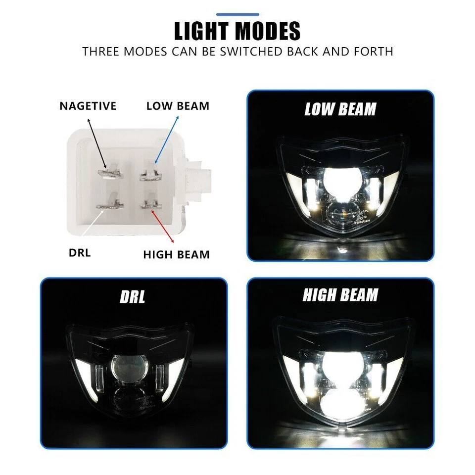 Conjunto de faros LED alto bajo para Yamaha WR450F WR250F 2013-2023 Plug and Play Foto 3 de 4
