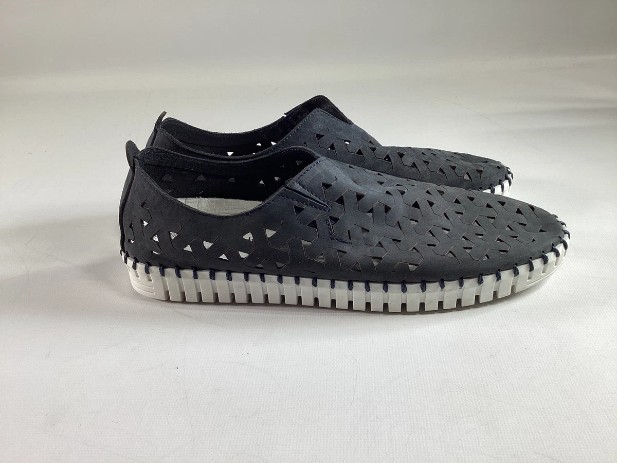 Womens Eric Michael Navy Blue Nubuk Inez Shoes Made In Italy NEW