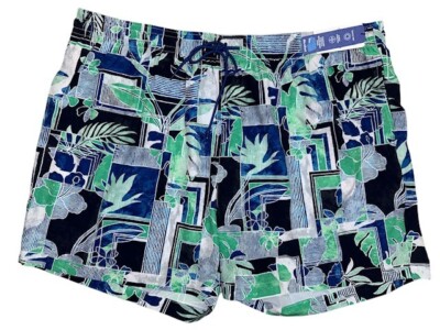 Caribbean 4XB Swim Trunks Shorts Blue Green Boxer Lined 4XL Zip Pocket Tropical