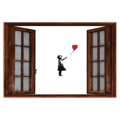Autocollant Mural Banksy Fille Au Ballon, H6825_PLNS, Multicolore, IdealDesign