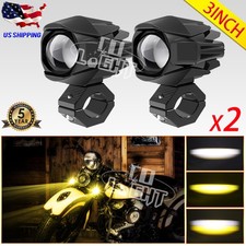 2x Led Motorcycle Spot Lights Headlight Driving Fog Auxiliary Lamp Yellow White