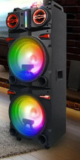 9000W Heavy Bass Bluetooth Speaker Dual 10" Subwoofer Party LED Lights AUX Mic