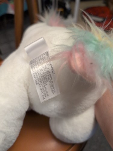 NWT 17” Animal Adventure White Plush Unicorn Rainbow Mane Tail Free Shipping - Picture 6 of 6
