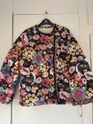 Amazon black floral printed quilted jacket shacket teddy Fleece lining BNWOT M