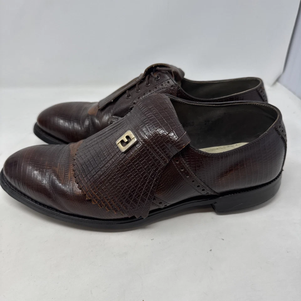 Zapatos de golf Footjoy Classics vintage Kiltie talla 10,5 piel de lagarto marrón hechos en EE. UU. Foto 3 de 4