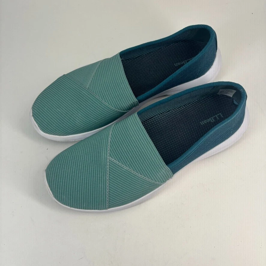 Zapatos informales para caminar L.L.Bean Back Cove para mujer EE. UU. 7M tejido azul/verde azulado sin cordones Foto 2 de 4