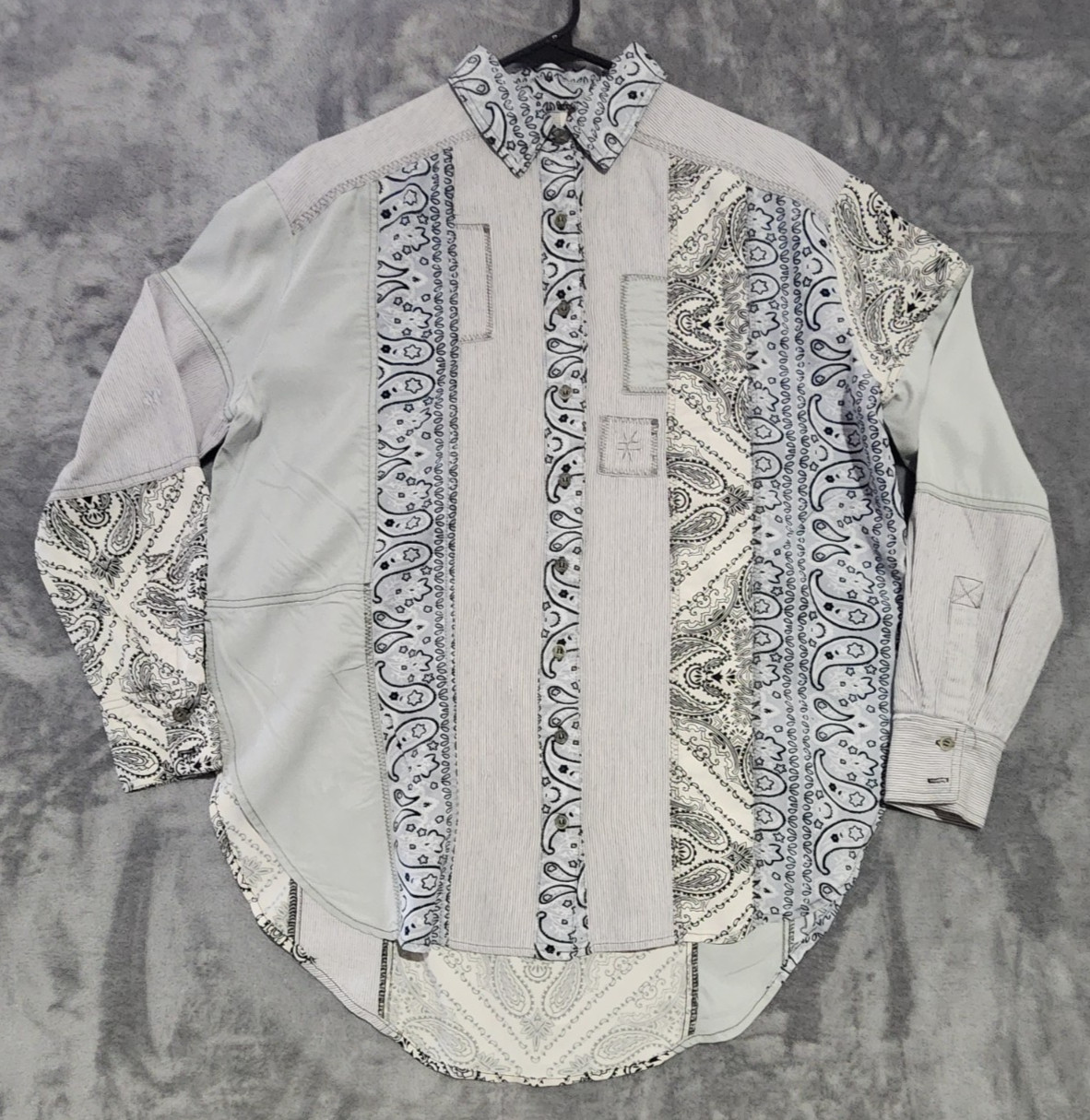 Free People Womens Button Up Patchwork Bandana Sh… - image 1