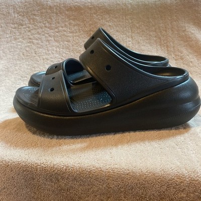 Crocs Classic Crush Womens Size US 11 Black  Platform Slides Sandals
