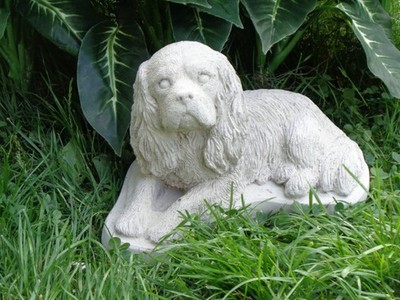 King Charles Concrete Statue Garden Decor 6'' high Sealed pet Loss memorial Stone
