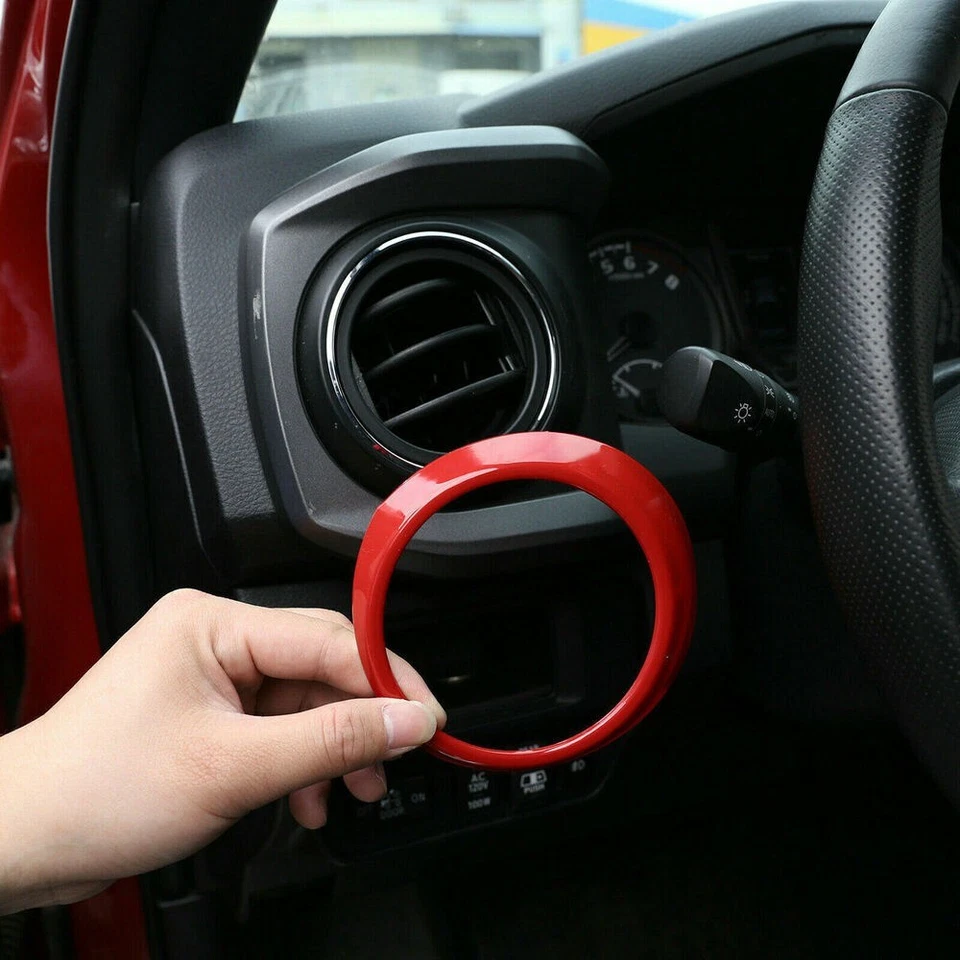 Anillo de salida de aire de control central rojo para tablero de instrumentos de coche para Toyota Tacoma 2016-2020 Foto 3 de 4