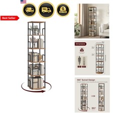 Rotating Bookshelf Corner Shelf 5 Tier Space Saving Spinning Bookcase