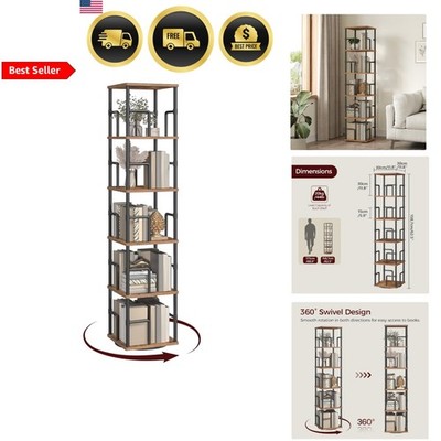 Rotating Bookshelf Corner Shelf 5 Tier Space Saving Spinning Bookcase