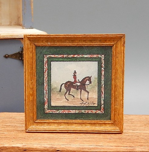 Quadro vintage incorniciato singolo cavaliere Ann Walton casa delle bambole artigianale miniatura 1:12 - Foto 4 di 5
