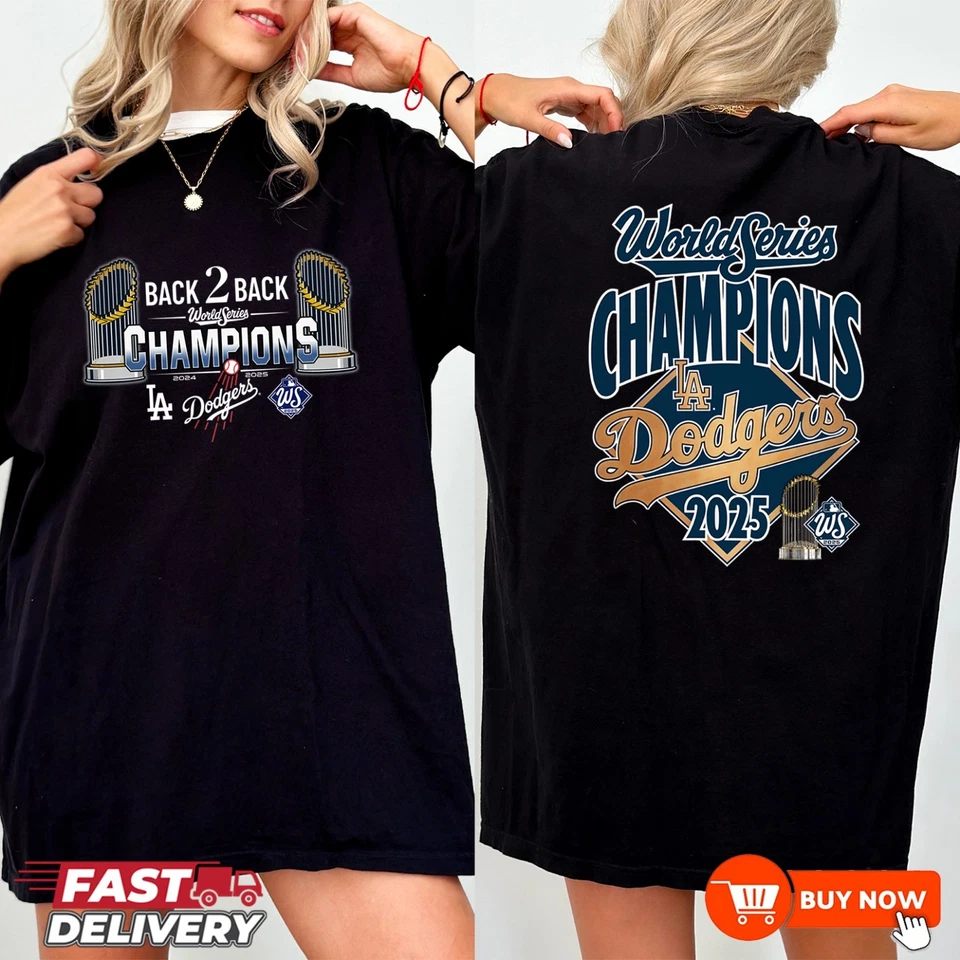 Los Angeles Dodgers World Series Champions Back To Back TShirt - Multicolors - Image 3 of 4