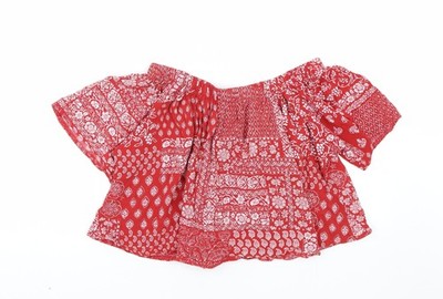 Select Damen rotes kurz geschnittenes Paisley-T-Shirt Größe 8