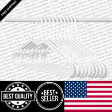 Heavy-Duty Non-Slip Plastic Clothes Hangers with Double Hooks White 10 Pack