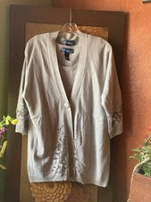 Susan Graver Two Piece Gray Tank And Cardigan