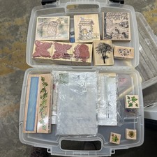 a selection of 16 wooden stamps for card making