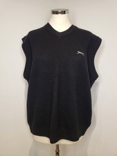 Slazenger Men's Black Sweater Vest Lambswool Knitted Size M Golf Pullover Jumper