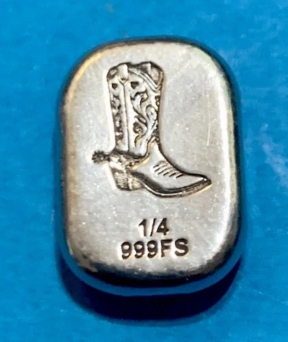 Pit Bullion Mint- 1/4 Troy Ounce - Cowboy Boot 999 Fine Silver Hand Pour! Unique