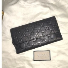Gucci Guccissima Black Leather Envelope Wallet