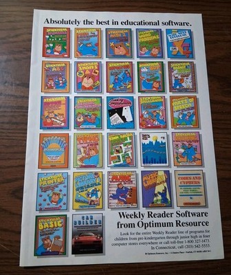 Stickybear Educational Software Computer Game Vintage Print Ad 8x11 1980s