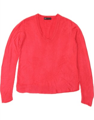Marks & Spencer Damen Pullover Pulli V-Ausschnitt UK 12 Medium Pink Acryl BU05