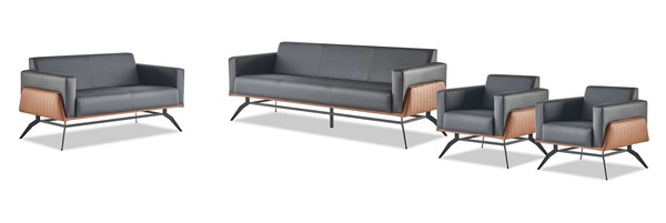 Ledersofas Schwarz Braun Sofa-Set 3-Sitzer 2-Sitzer Sessel Couch Komplett-image