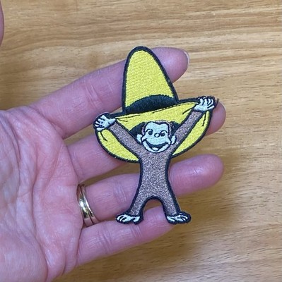 Curious George Monkey Yellow Hat Embroidered Iron on Patch, 3'' h by 2.25'' w