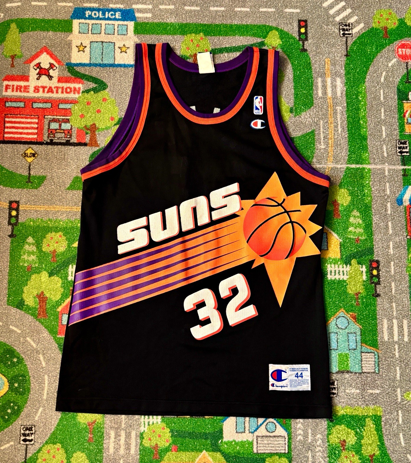 Champion Phoenix Suns Jason Kidd #32 vintage RARE BIG LOGO Jersey Size 44 Black
