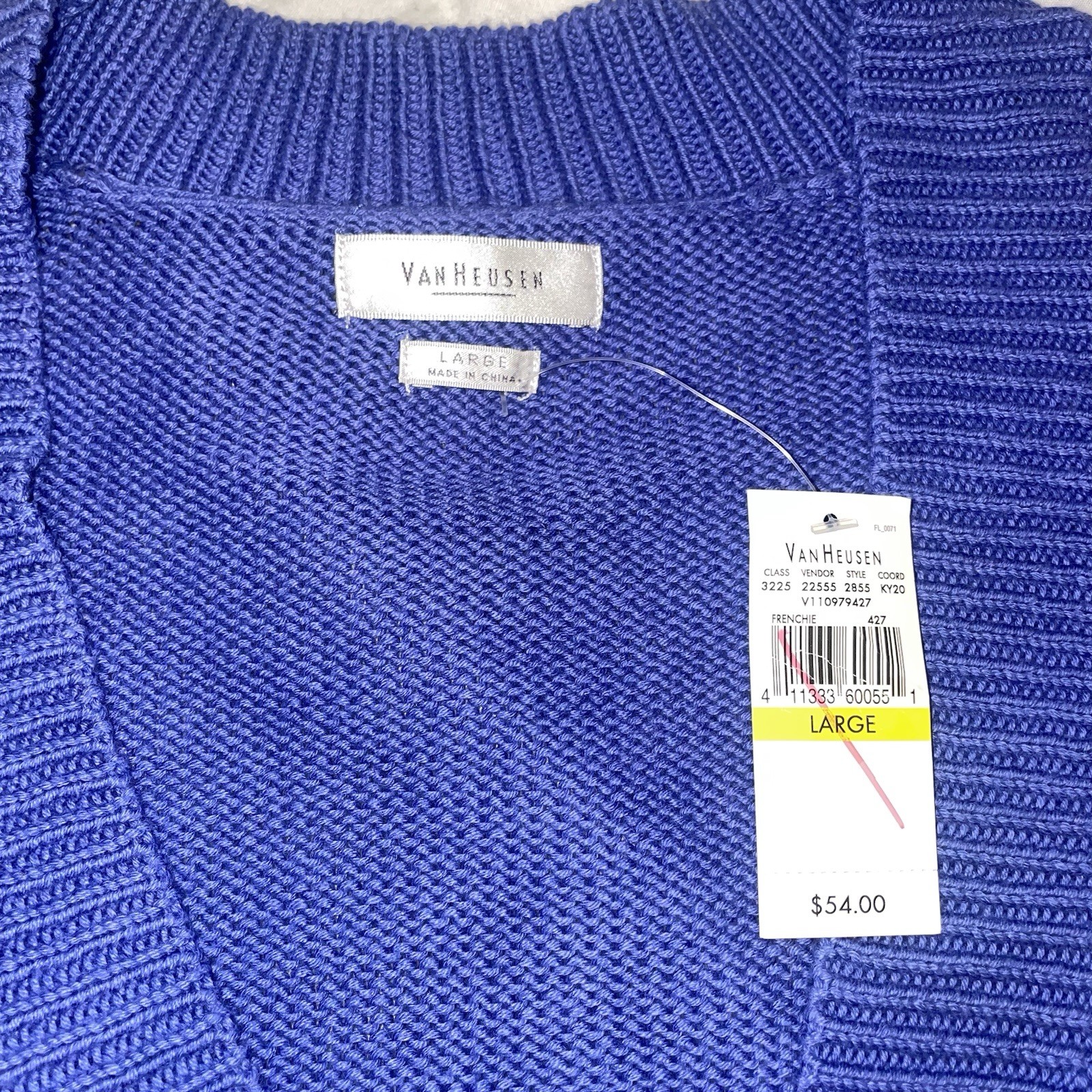 NWT Van Hausen Periwinkle Tie Front Knit Cardigan Size L Pam Beasley image 5