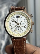 Sekonda Watch Mens Vintage Moon Phase Lunar Calendar Gold Plated 37mm Case