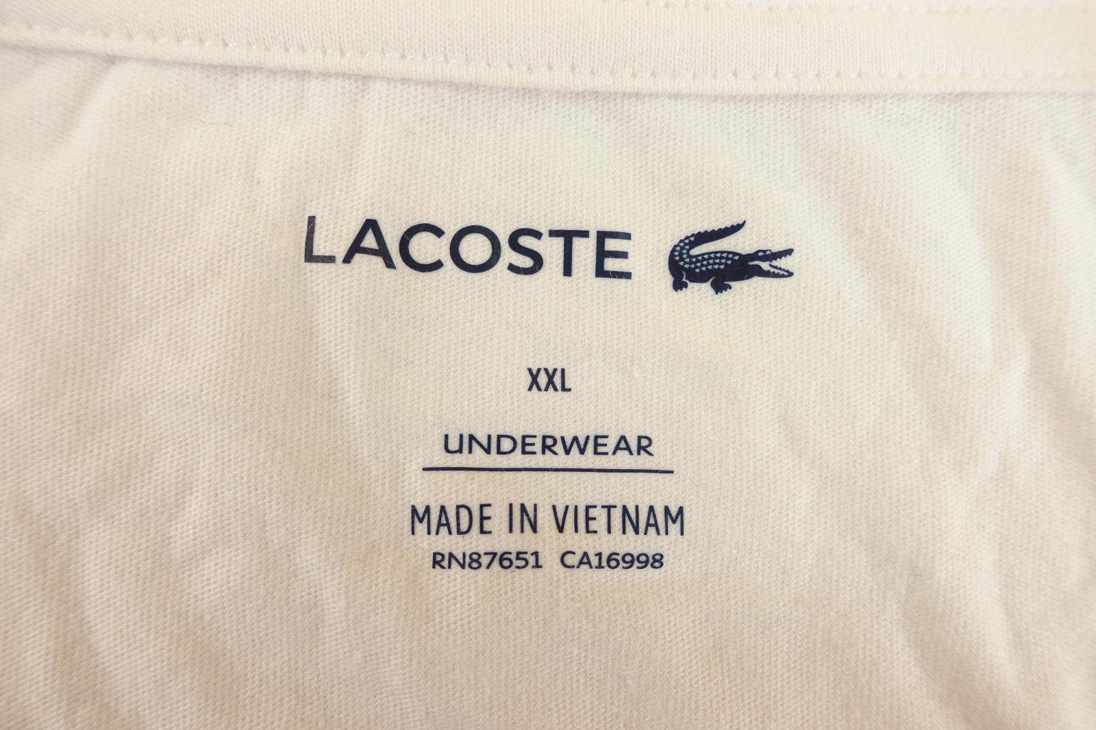 Lacoste Mens 2XL White Cotton Classic Round Neck Underwear Tank Top NWOT thumbnail 3